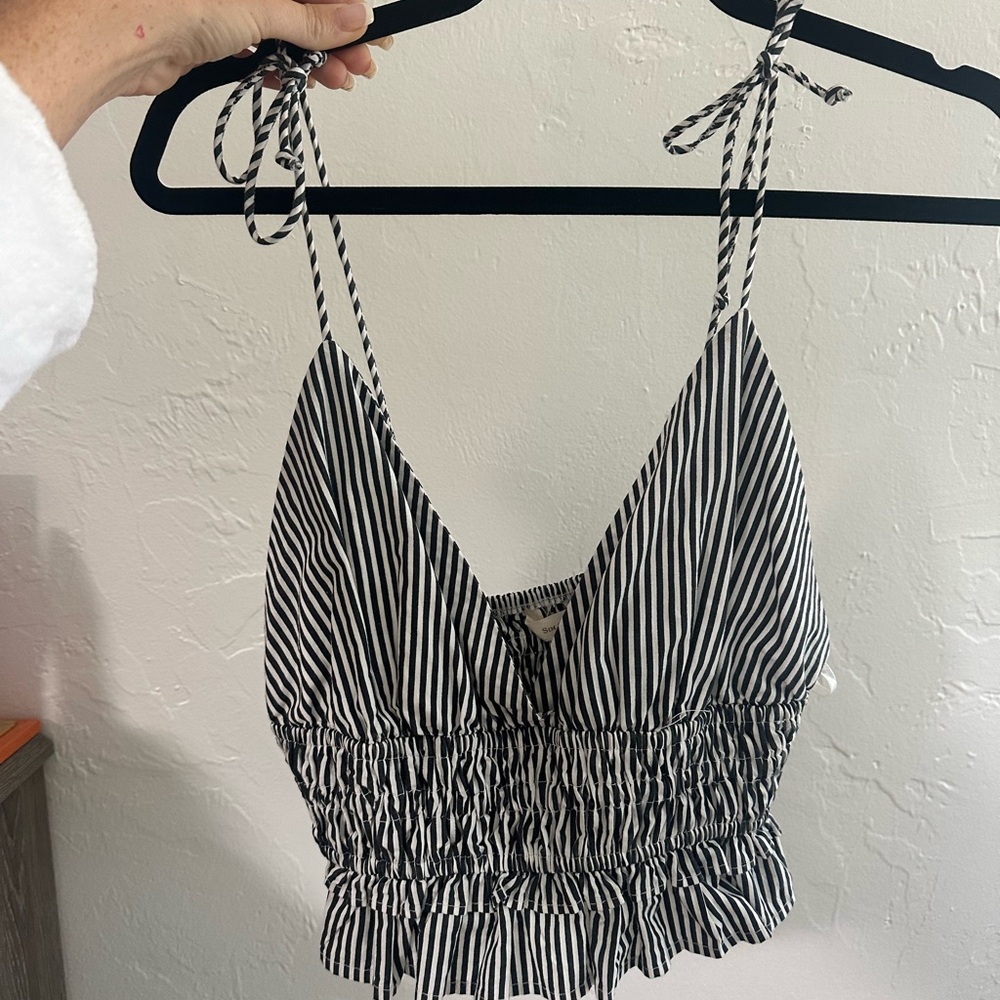 Striped Navy and White Women's Top